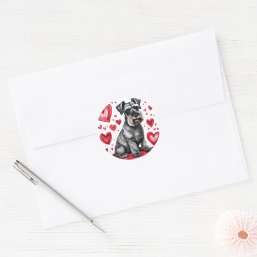 Schnauzer & Hearts Sticker (Envelop)