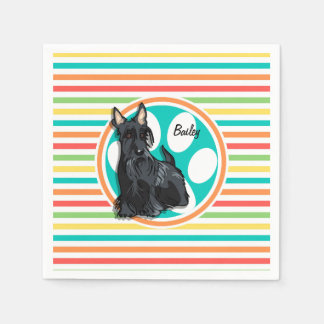 Schnauzer; heldere regenboogstrepen servet