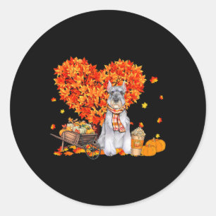 Schnauzer herfst boom herfst herfst bladeren pompo ronde sticker