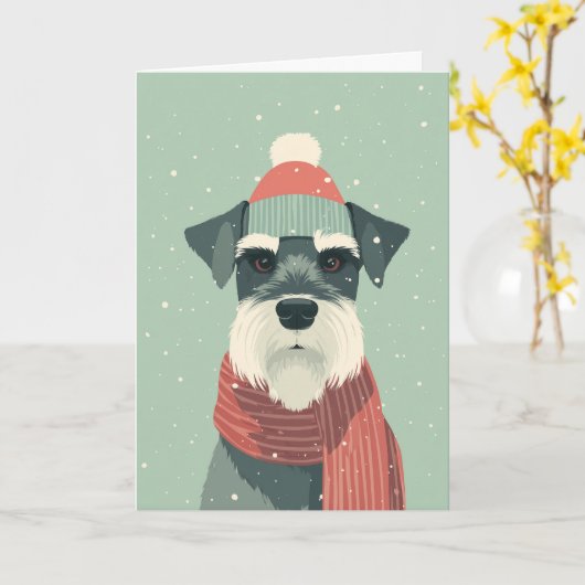 Schnauzer Holiday Greeting Kaart (Gele Bloem)