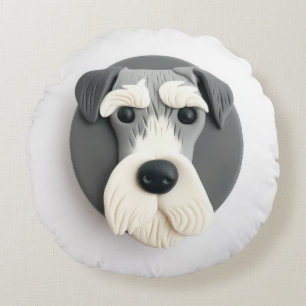 Schnauzer Hond 3D Geïnspireerd  Rond Kussen