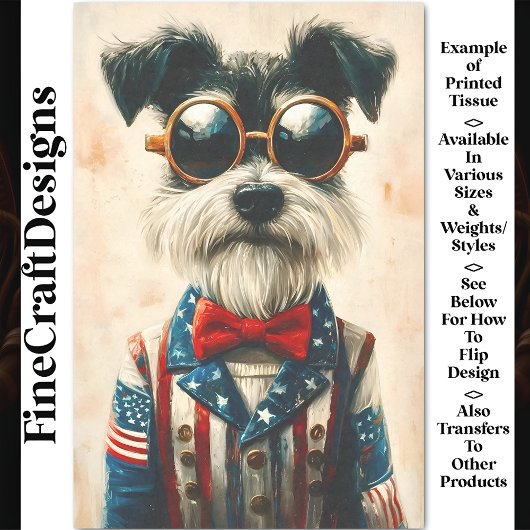 Schnauzer Hond, Amerikaanse Stijl Jas CC9 Découpag Tissuepapier