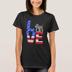 Schnauzer Hond Amerikaanse Vlag Zonnebril 4 juli T-shirt