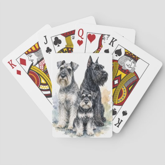 Schnauzer Hond Aquarel Speelkaarten (Achterkant)