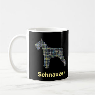 Schnauzer hond geel & zwart rasterlijn koffiemok
