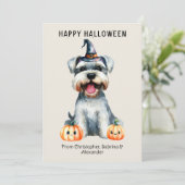 Schnauzer Hond Gelukkig Halloween Feestdagenkaart (Staand voorkant)