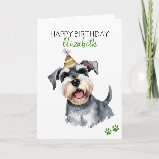 Schnauzer Hond Gepersonaliseerd Gelukkige Verjaard Kaart (Voorkant)