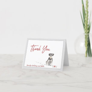 Schnauzer hond gepersonaliseerd met bot en lint bedankkaart