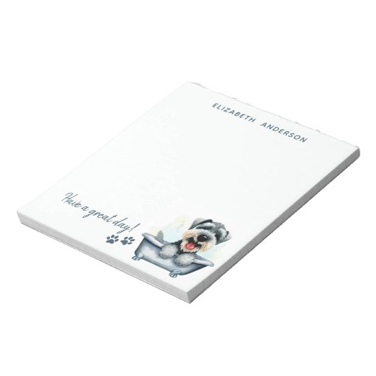 Schnauzer hond gepersonaliseerd notitieblok (Linkerzijde)