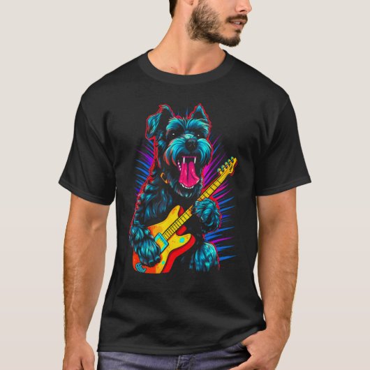Schnauzer hond gitaar t-shirt (Voorkant)