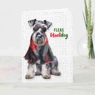 Schnauzer Hond Grappige Vlooien Navidog Kerstmis Feestdagen Kaart
