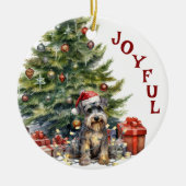 Schnauzer Hond in Kerstverlichting Keramisch Ornament (Voorkant)