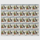Schnauzer-hond in sneeuw Kerstmis Cadeaupapier (Vlak)