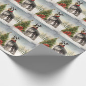 Schnauzer-hond in sneeuw Kerstmis Cadeaupapier (Hoek)