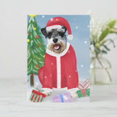 Schnauzer-hond in sneeuw Kerstmis  Kaart (Staand voorkant)