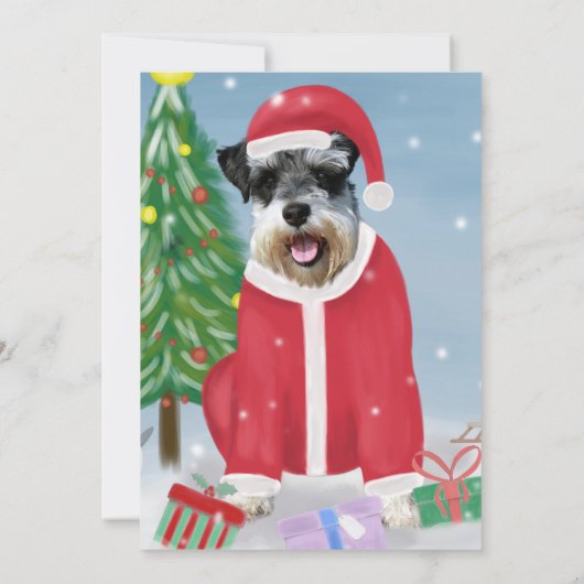 Schnauzer-hond in sneeuw Kerstmis  Kaart (Achterkant)