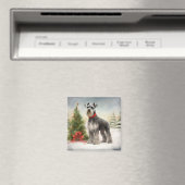 Schnauzer-hond in sneeuw Kerstmis Magneet (Insitu (Vaatwasser))