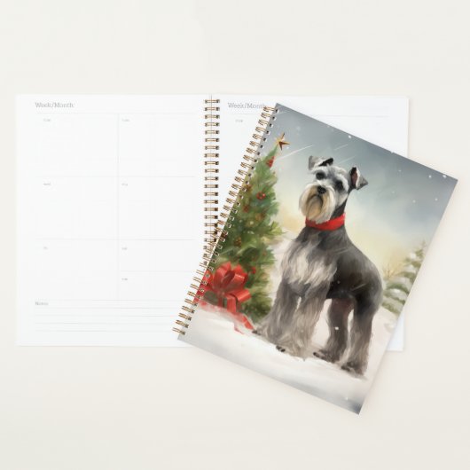 Schnauzer-hond in sneeuw Kerstmis Planner (Display)