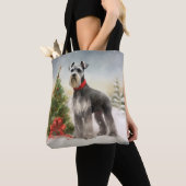 Schnauzer-hond in sneeuw Kerstmis Tote Bag (Dichtbij)