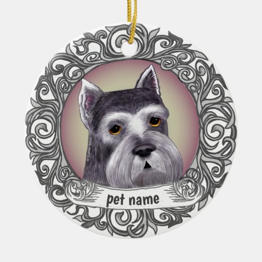 Schnauzer hond keramisch ornament (Voorkant)