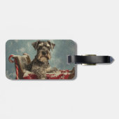 Schnauzer Hond Kerst Feestelijk Bagagelabel (Achterkant horizontaal)