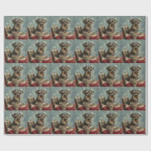 Schnauzer Hond Kerst Feestelijk Cadeaupapier (Vlak)