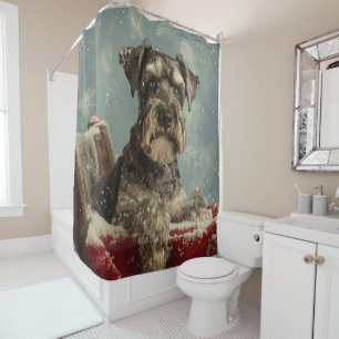 Schnauzer Hond Kerst Feestelijk Douchegordijn