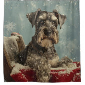 Schnauzer Hond Kerst Feestelijk Douchegordijn (Voorkant)