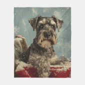 Schnauzer Hond Kerst Feestelijk Fleece Deken (Voorkant)