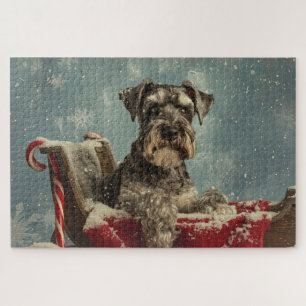 Schnauzer Hond Kerst Feestelijk Legpuzzel