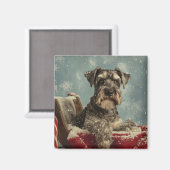 Schnauzer Hond Kerst Feestelijk Magneet (Voorkant / Achterkant)