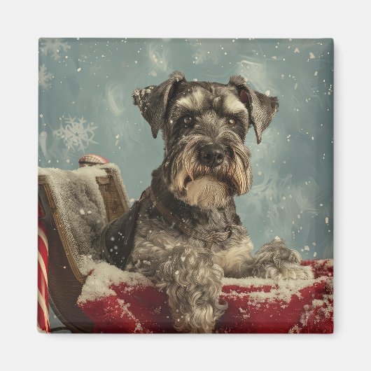 Schnauzer Hond Kerst Feestelijk Magneet (Voorkant)