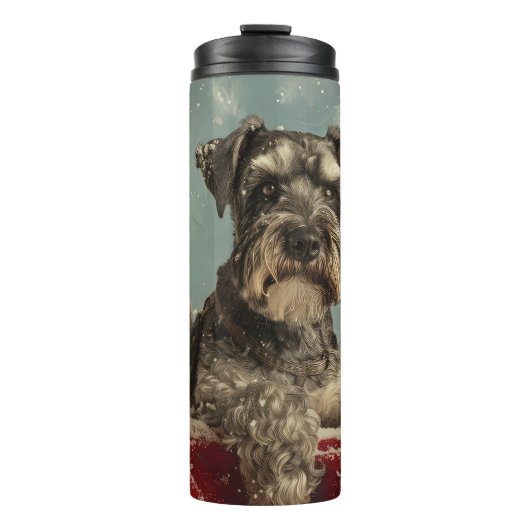 Schnauzer Hond Kerst Feestelijk Thermosbeker (Voorkant)