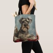 Schnauzer Hond Kerst Feestelijk Tote Bag (Dichtbij)