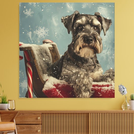 Schnauzer Hond Kerst Festiviteit Canvas Afdruk (Insitu (Woonkamer))