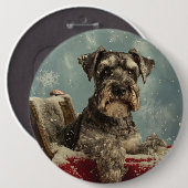 Schnauzer Hond Kerst Festiviteit Ronde Button 6,0 Cm (Voorkant /achterkant)
