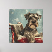 Schnauzer Hond Kerstfeest Canvas Afdruk (Voorkant)