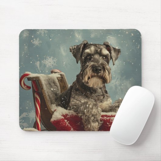 Schnauzer Hond Kerstfeest Festief Muismat (Met muis)