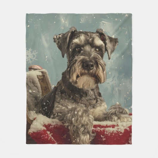 Schnauzer Hond Kerstfeest Fleece Deken (Voorkant)