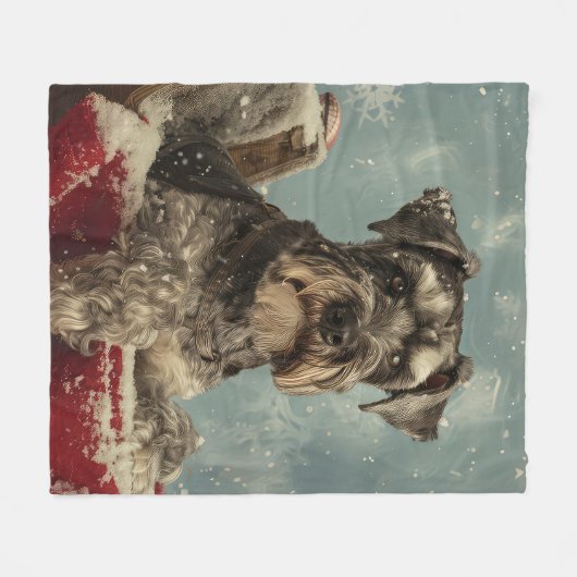 Schnauzer Hond Kerstfeest Fleece Deken (Voorkant (Horizontaal))