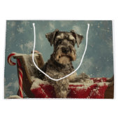 Schnauzer Hond Kerstfeest Groot Cadeauzakje (Voorkant)
