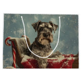 Schnauzer Hond Kerstfeest Groot Cadeauzakje (Achterkant)