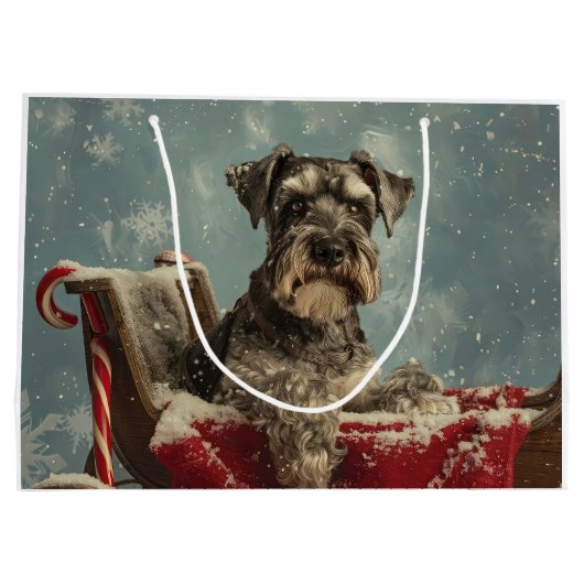 Schnauzer Hond Kerstfeest Groot Cadeauzakje (Achterkant)