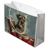Schnauzer Hond Kerstfeest Groot Cadeauzakje (Achterkant Gekanteld)