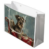 Schnauzer Hond Kerstfeest Groot Cadeauzakje (Voorkant Gekanteld)