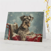 Schnauzer Hond Kerstfeest Kaart (Gele Bloem)