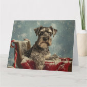 Schnauzer Hond Kerstfeest Kaart (Voorkant)