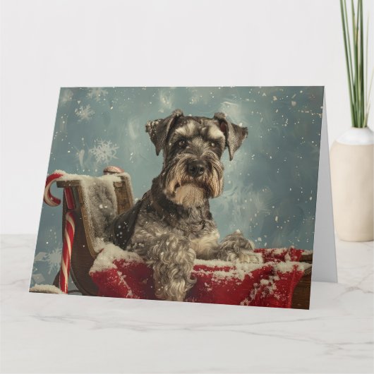 Schnauzer Hond Kerstfeest Kaart (Voorkant)