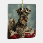 Schnauzer Hond Kerstfeest Keramisch Ornament (Rechts)