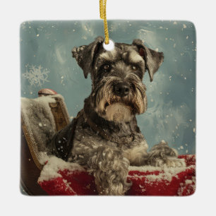 Schnauzer Hond Kerstfeest Keramisch Ornament